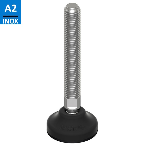 Martin Piede INOX A2 Base Plastica Snodato 30° Antiscivolo D.MM 50 M16 - MARTIN